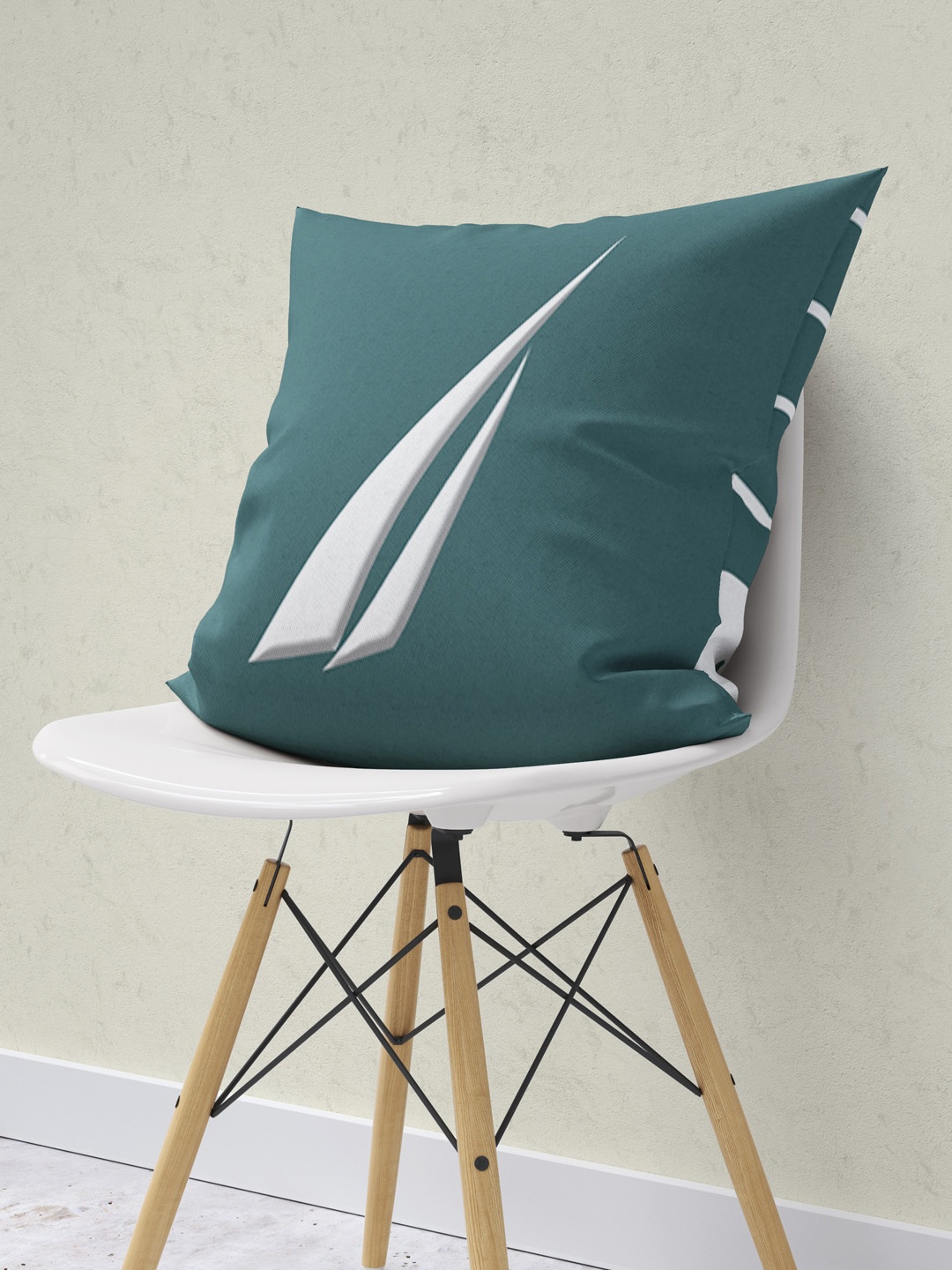 

Nautica Green & White Cushions Printed Cotton Square Cushion