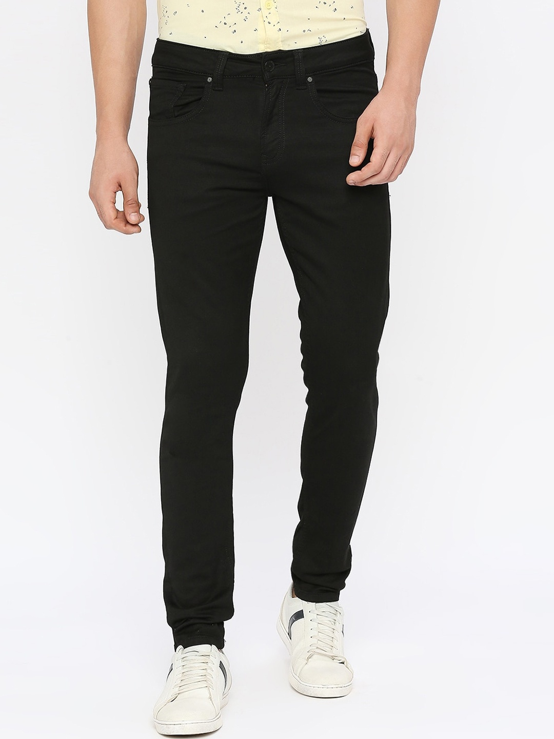 

SPYKAR Men Super Skinny Fit Mid-Rise Stretchable Cotton Jeans, Black