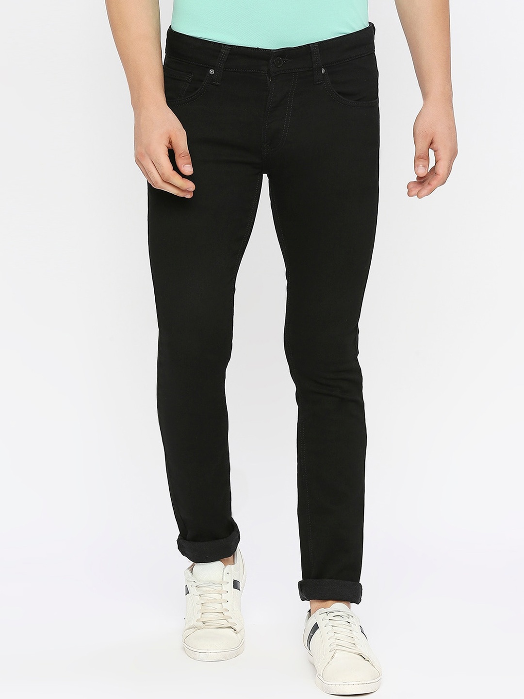 

SPYKAR Men Low-Rise Clean Look Cotton Slim Fit Jeans, Black
