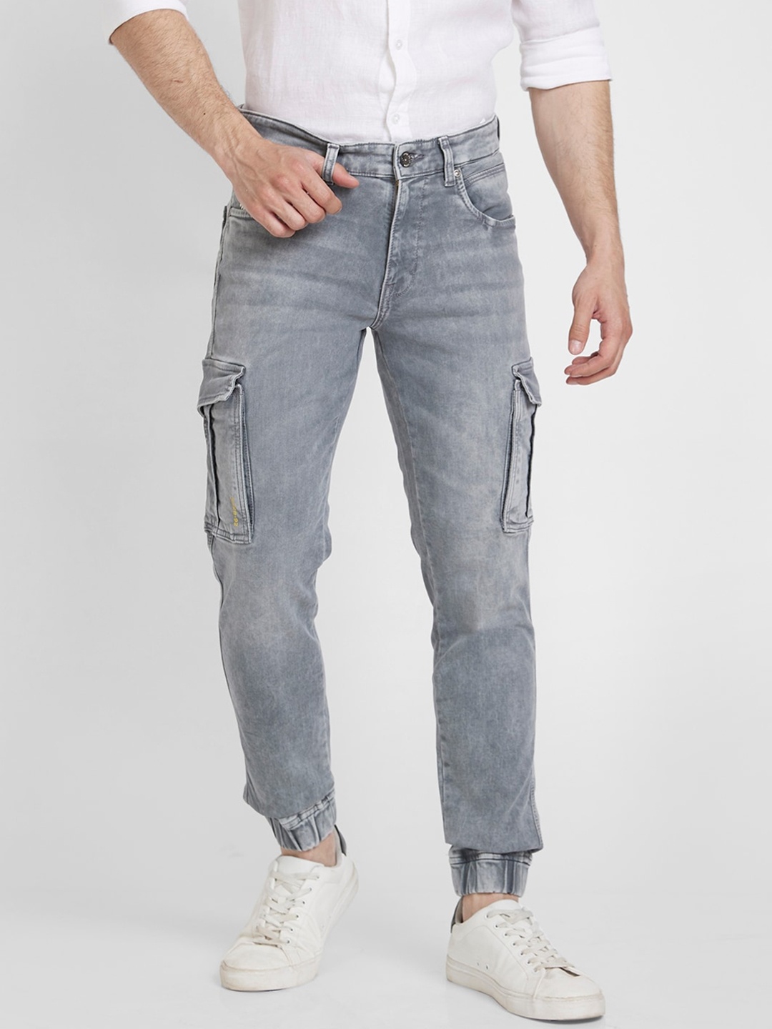 

SPYKAR Men Relaxed Fit High-Rise Light Fade Clean Look Stretchable Jeans, Grey