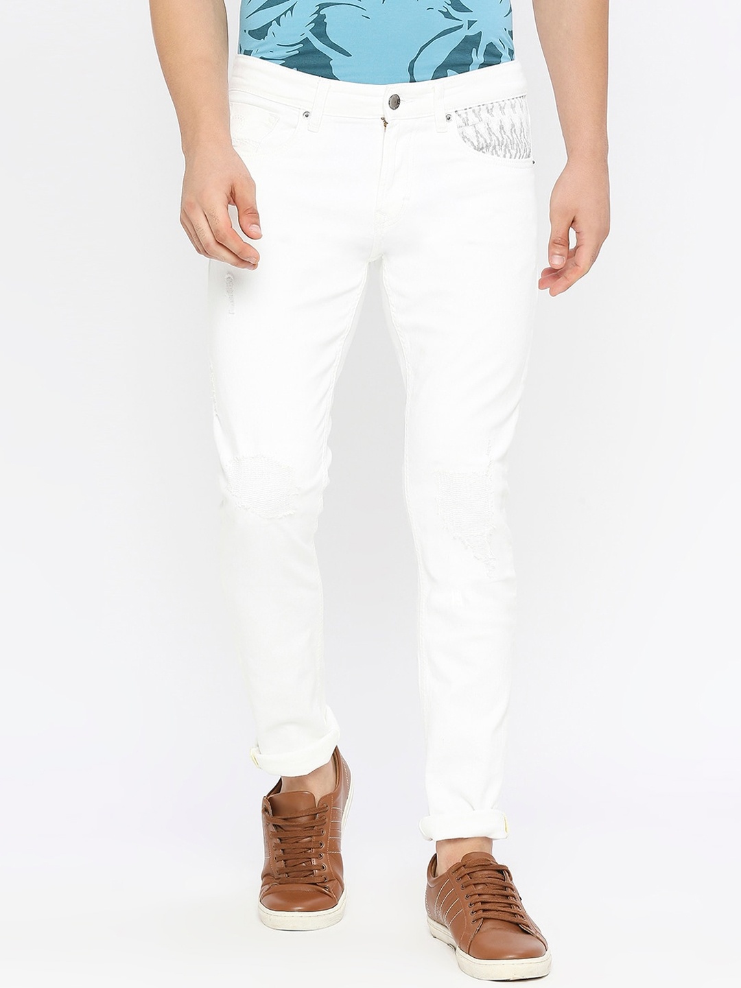 

SPYKAR Men Slim Fit Mid-Rise Stretchable Jeans, White