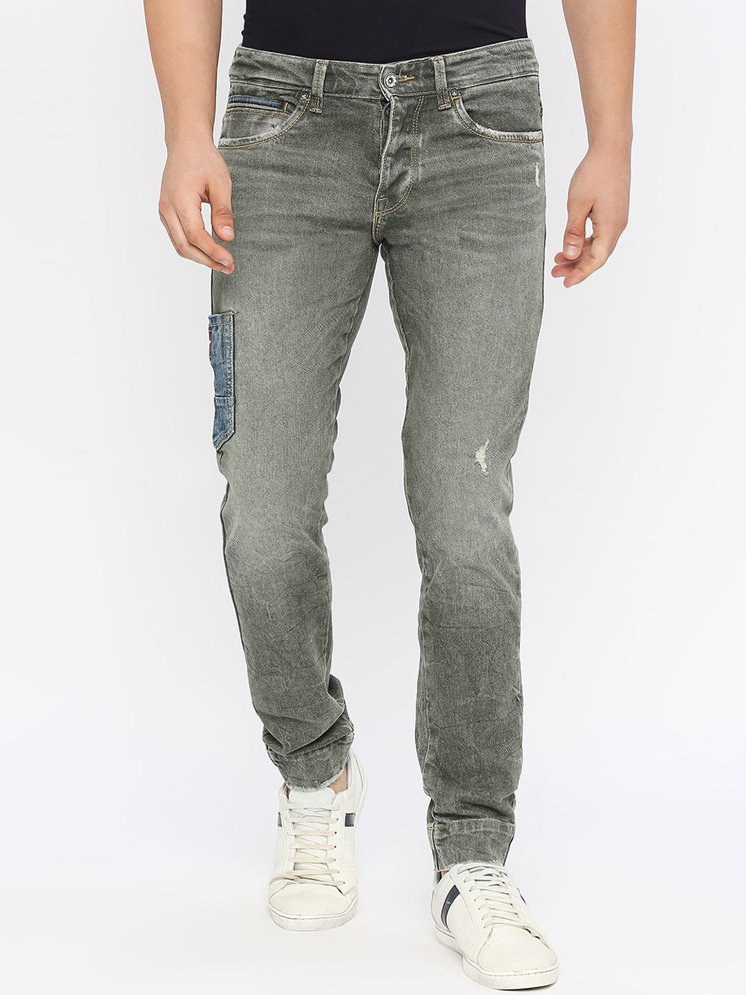

SPYKAR Men Relaxed Fit Low Distress Heavy Fade Stretchable Cotton Jeans, Grey