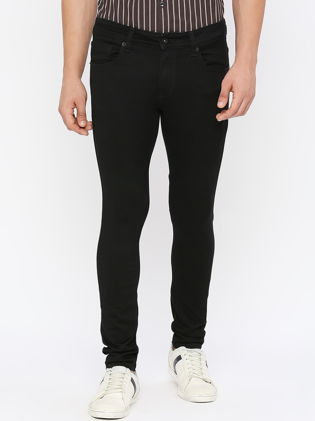 

SPYKAR Men Super Skinny Fit Low-Rise Stretchable Jeans, Black