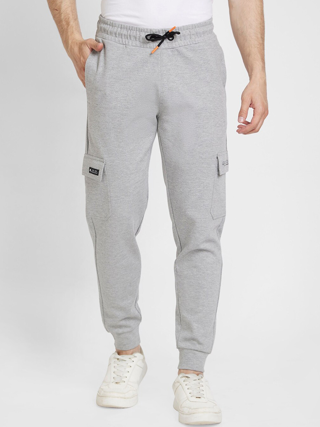 

SPYKAR Men Mid-Rise Cotton Joggers, Grey