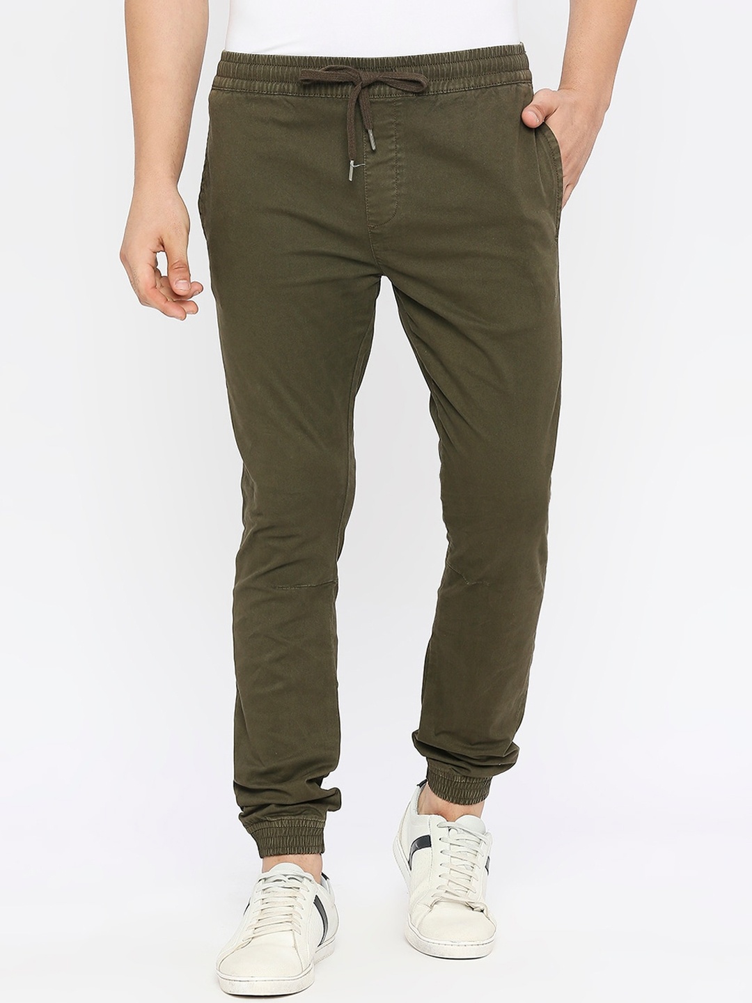 

SPYKAR Men Mid Rise Slim Fit Joggers, Green