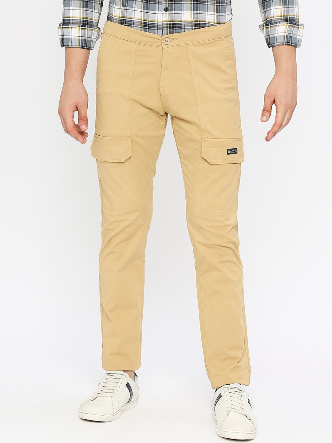 

SPYKAR Men Slim Fit Cotton Cargos Trousers, Beige