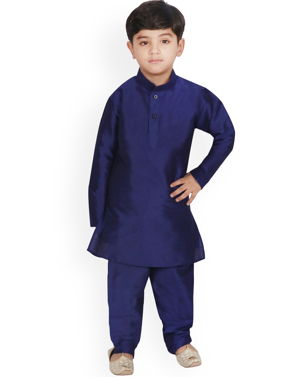 

SG YUVRAJ Boys Mandarin Collar Kurta With Churidar, Navy blue
