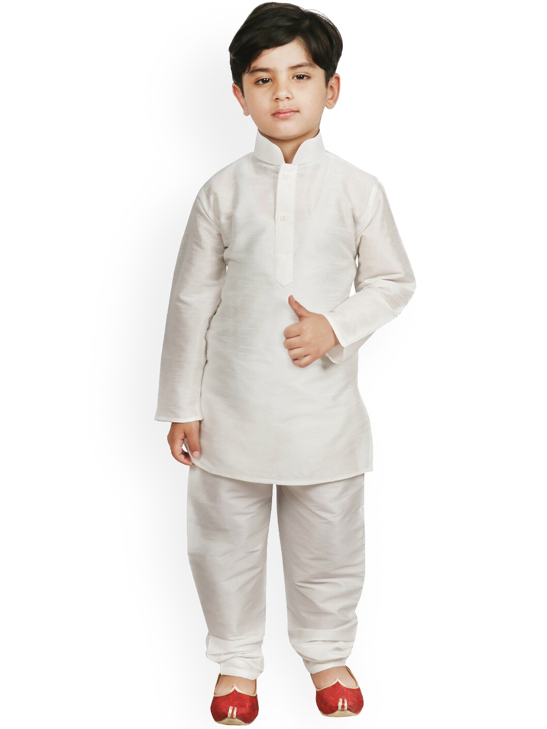 

SG YUVRAJ Boys Mandarin Collar Kurta With Churidar, White