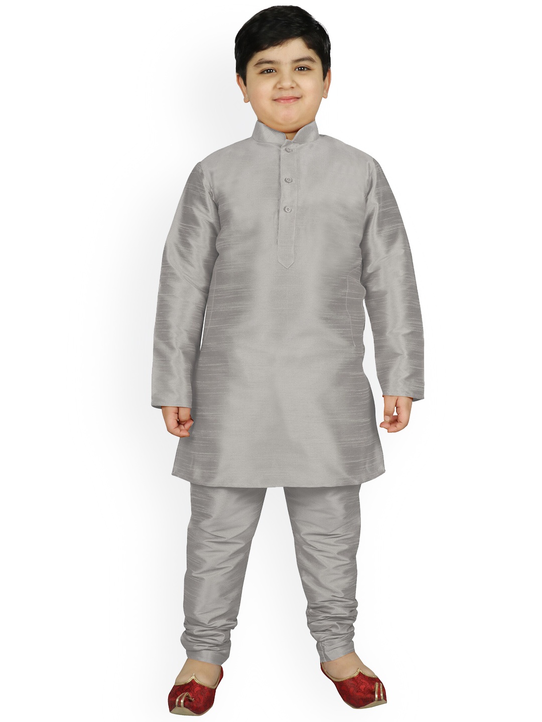 

SG YUVRAJ Boys Mandarin Collar Kurta With Churidar, Grey