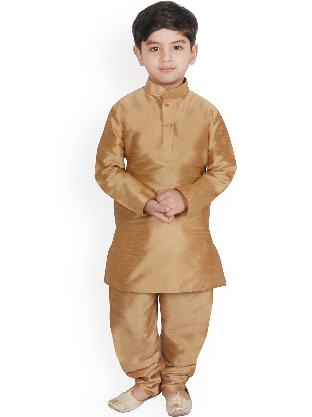 

SG YUVRAJ Boys Mandarin Collar Kurta With Churidar, Gold