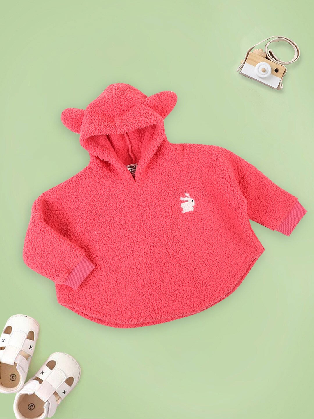 

MeeMee Girls Hooded Woolen Pullover, Pink