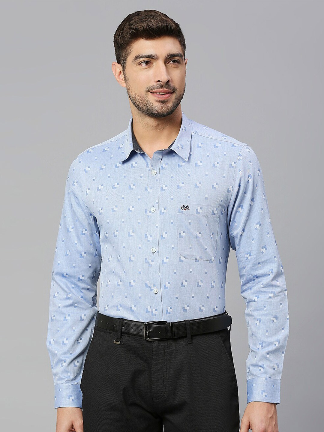 

Thomas Scott Classic Slim Fit Conversational Printed Pure Cotton Formal Shirt, Blue