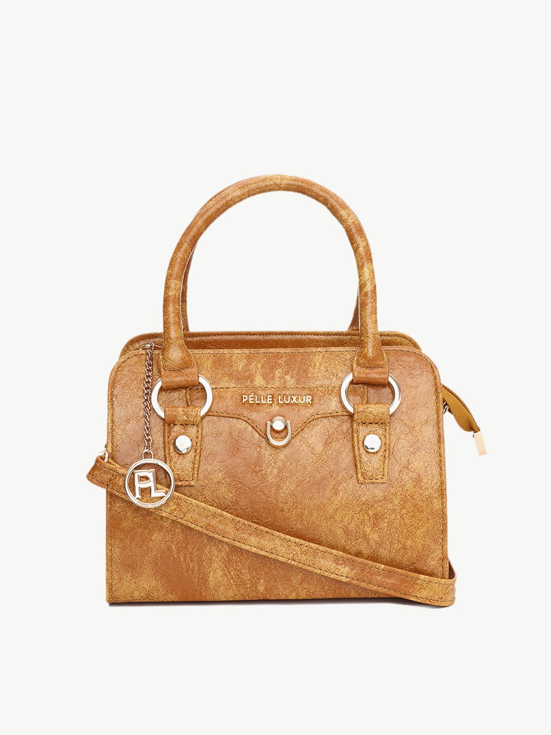 

PELLE LUXUR Textured Structured Handheld Bag, Mustard