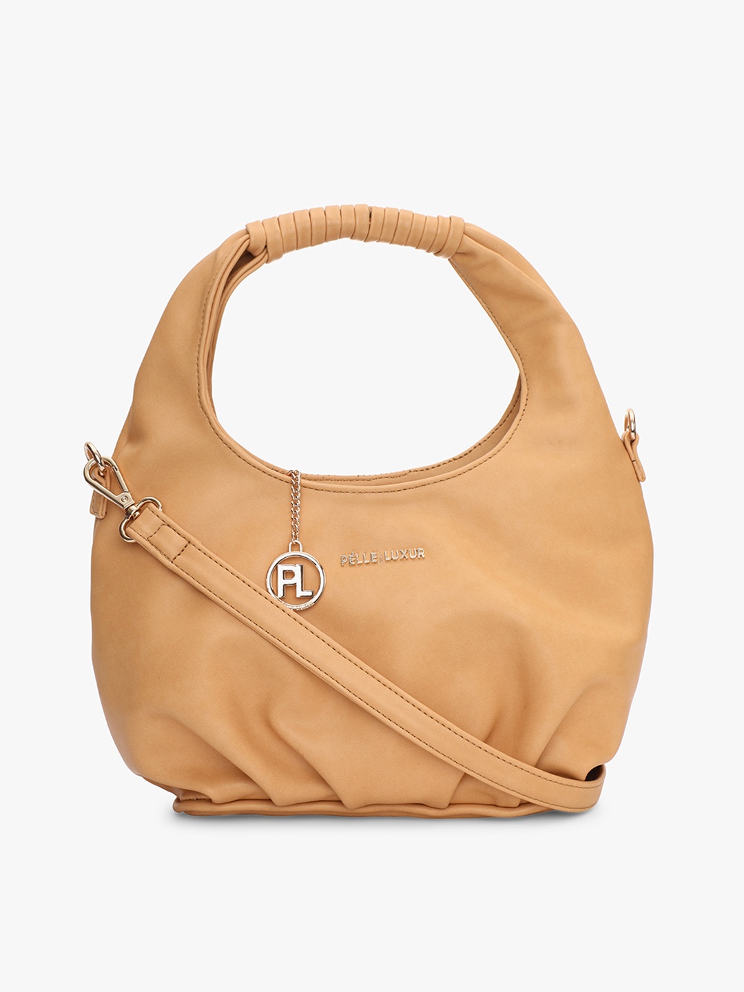 

PELLE LUXUR Women Structured Hobo Bag, Camel brown