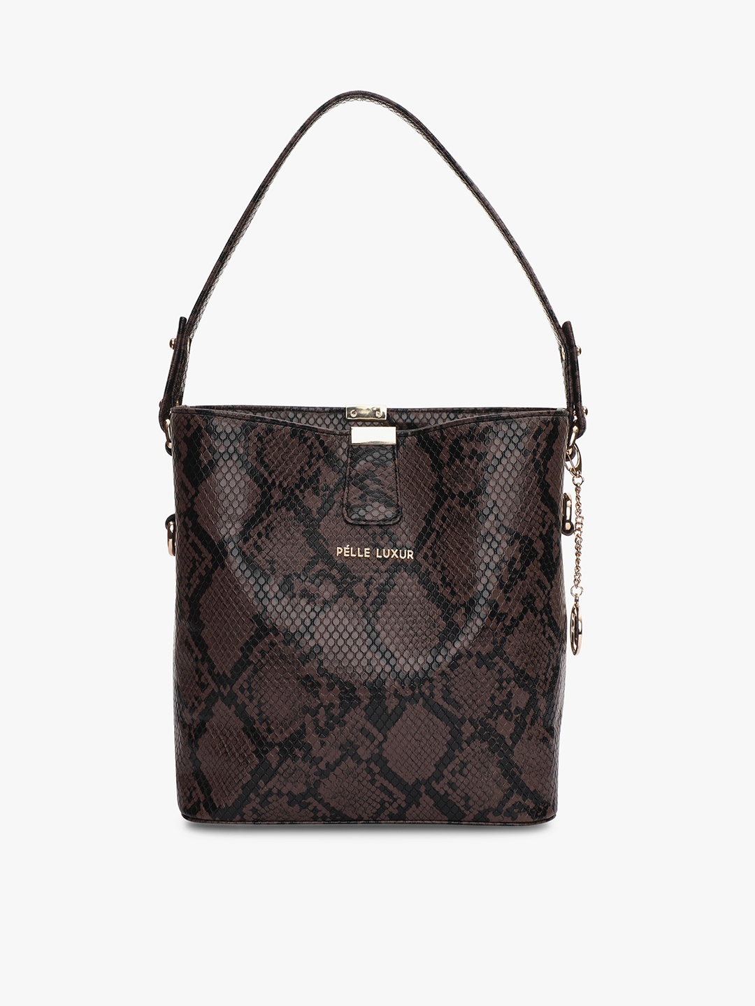 

PELLE LUXUR Animal Printed Bucket Handheld Bag, Brown