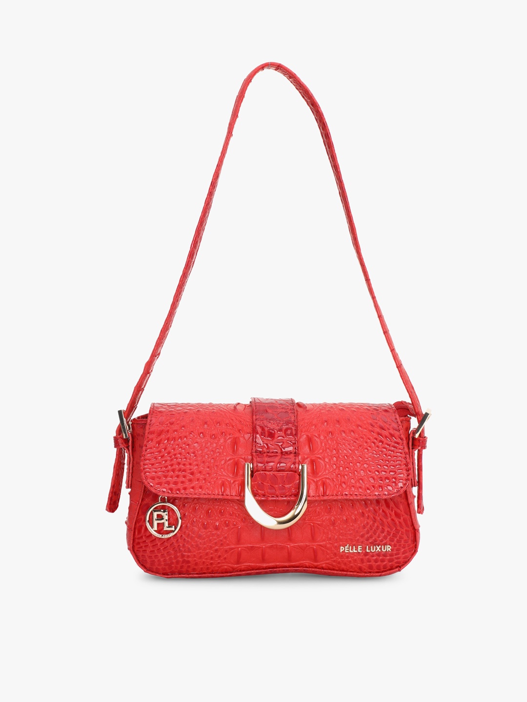 

PELLE LUXUR Textured Structured Sling Bag, Red