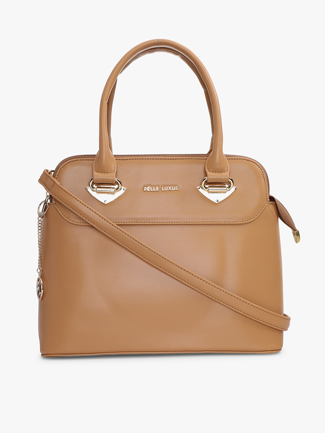 

PELLE LUXUR PU Structured Satchel Bag, Brown
