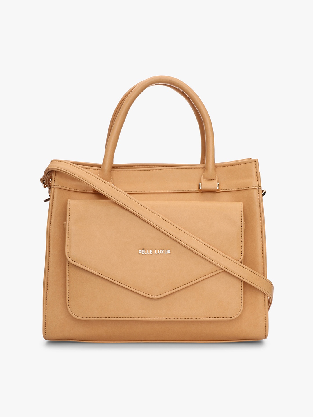

PELLE LUXUR Structured Handheld Bag, Camel brown