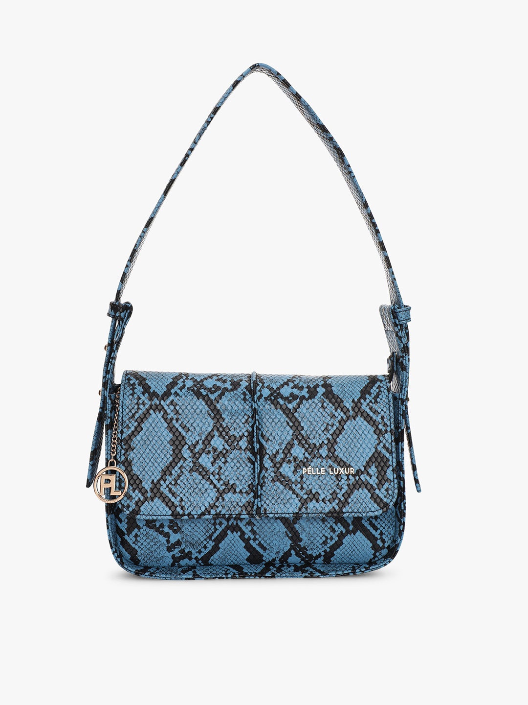 

PELLE LUXUR Animal Printed Structured Shoulder Bag, Blue