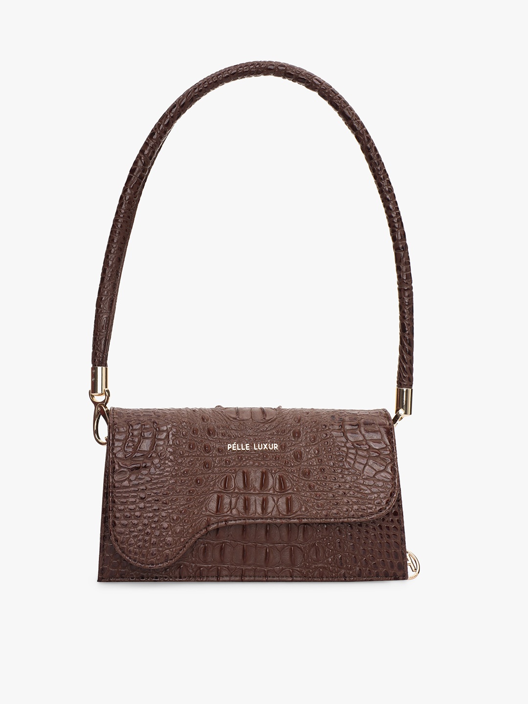 

PELLE LUXUR Textured Structured Shoulder Bag, Brown