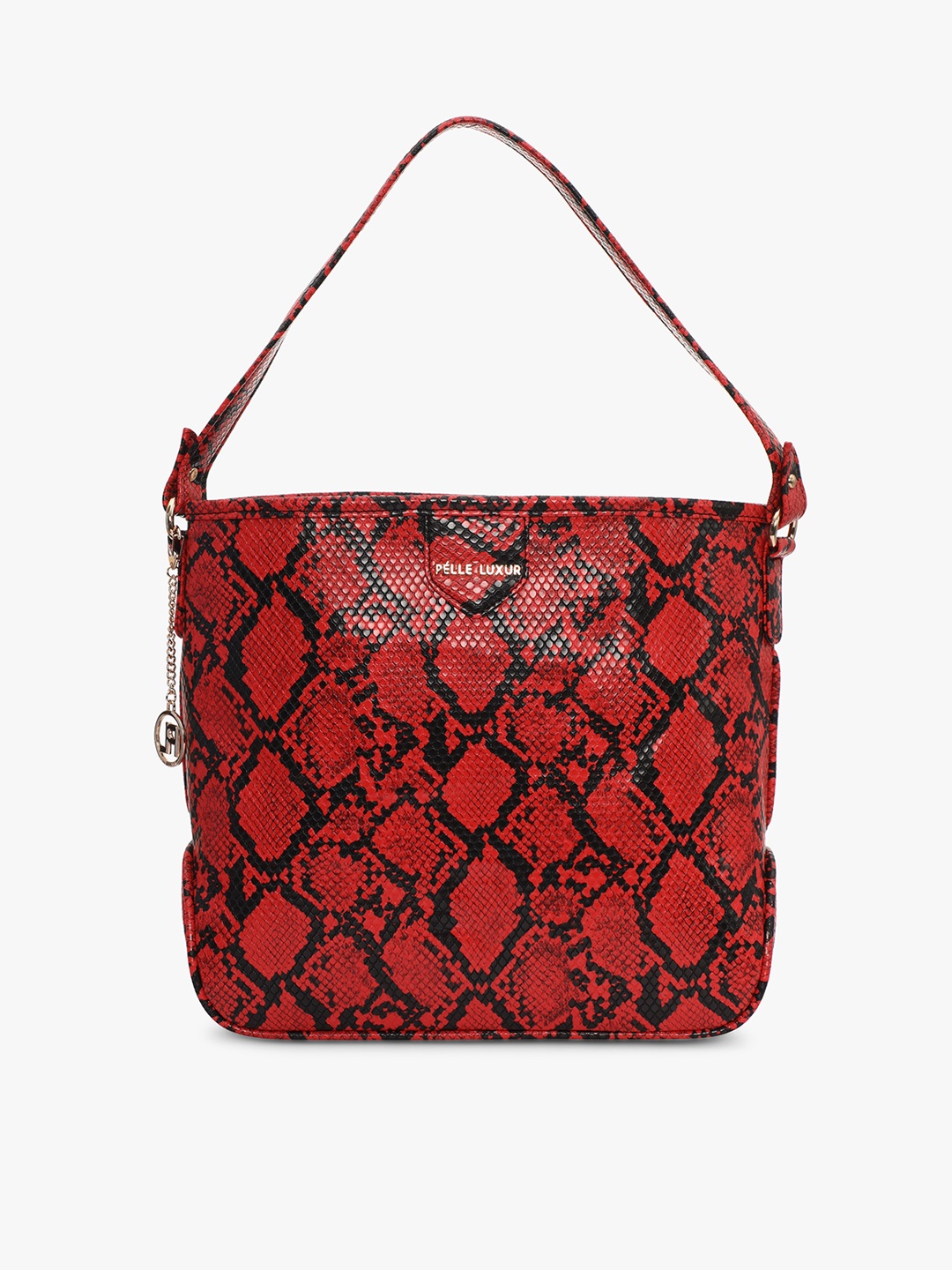 

PELLE LUXUR Animal Printed Bucket Handheld Bag, Red