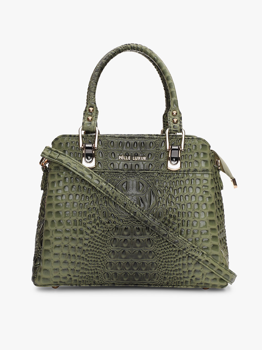 

PELLE LUXUR Structured Handheld Bag with Quilted, Green