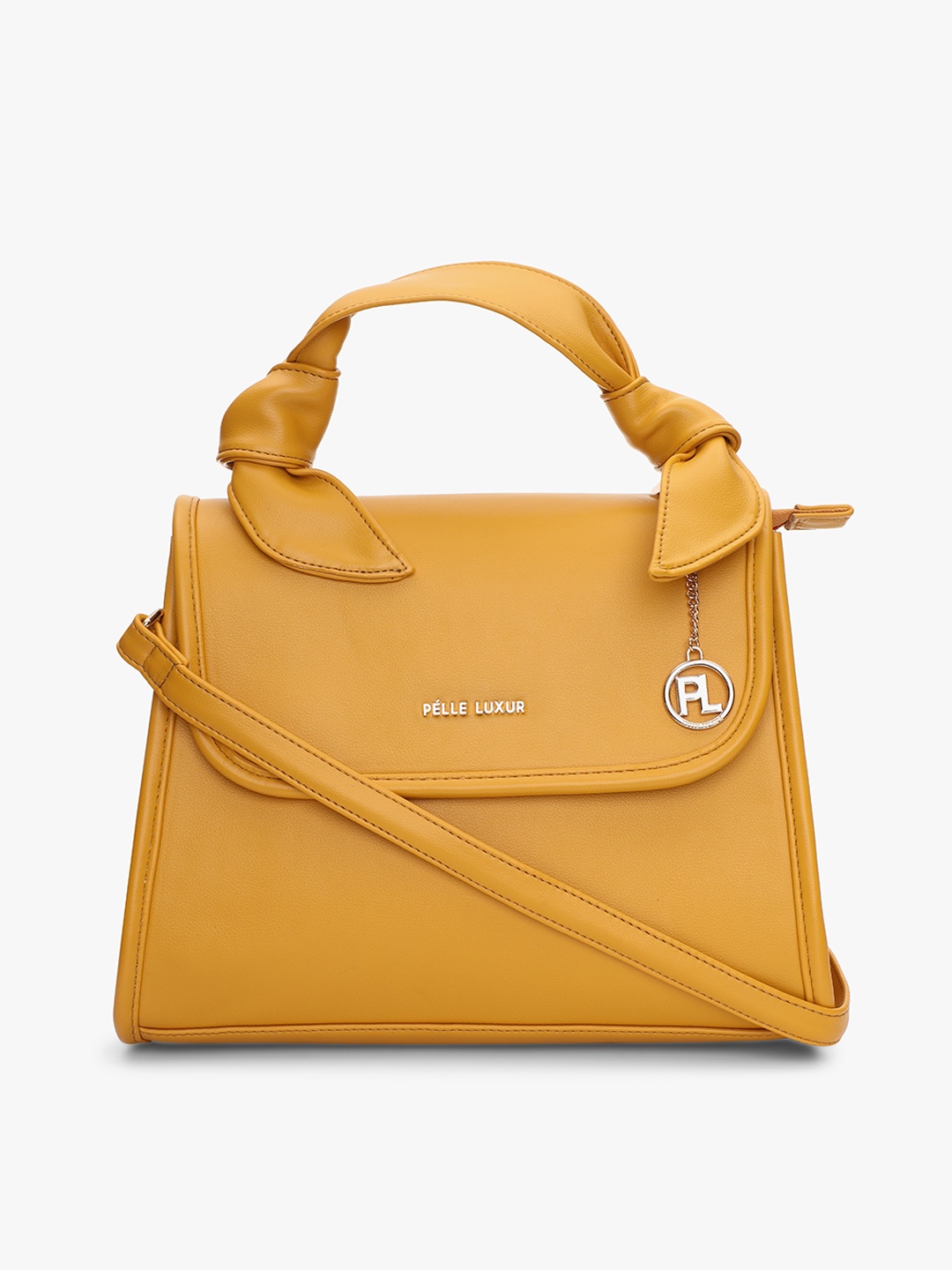 

PELLE LUXUR Structured Satchel, Mustard