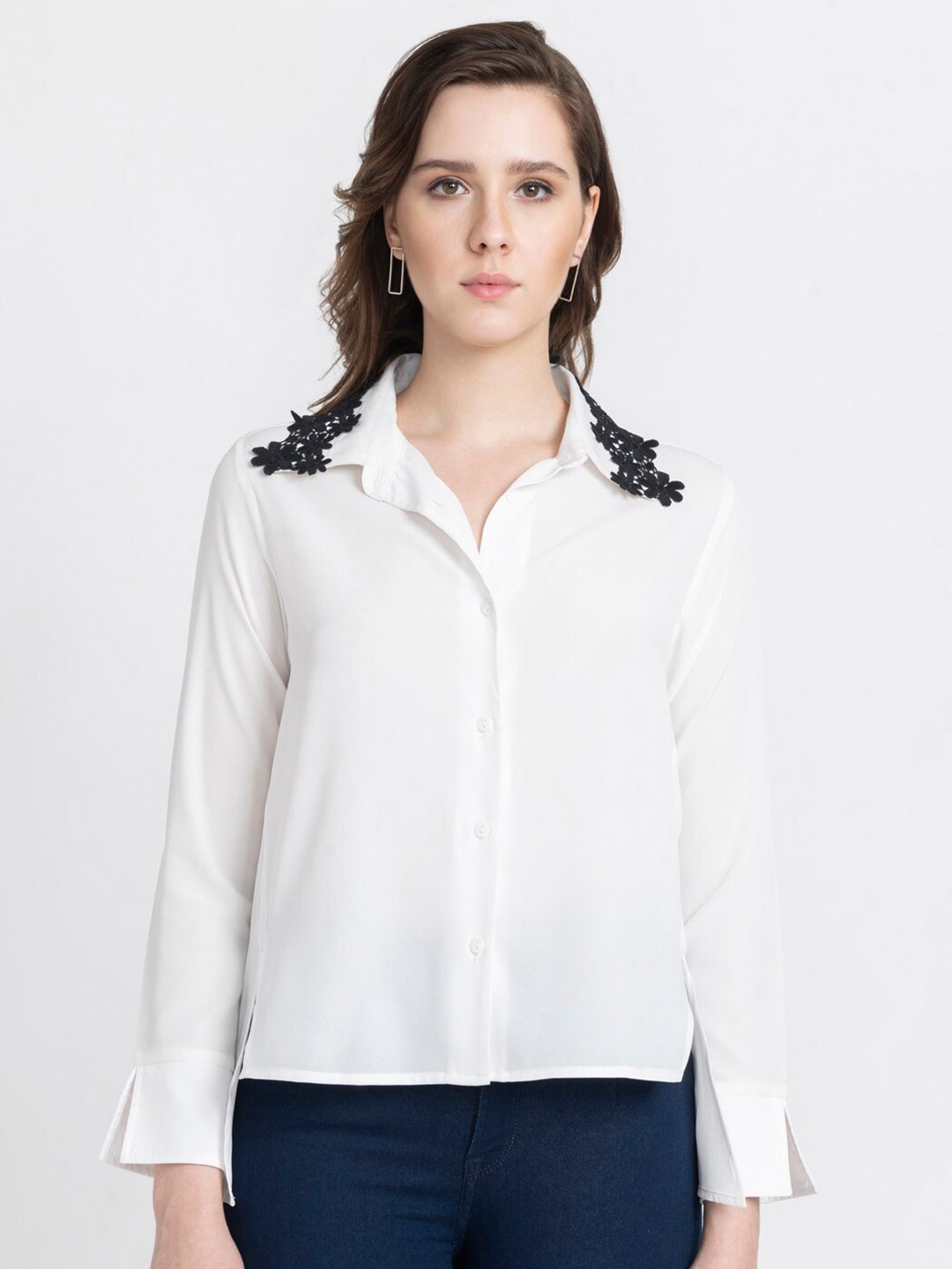 

SHAYE Classic Opaque Casual Shirt, White