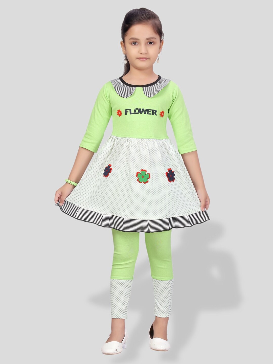 

BAESD Girls Printed Top with Trousers, Green