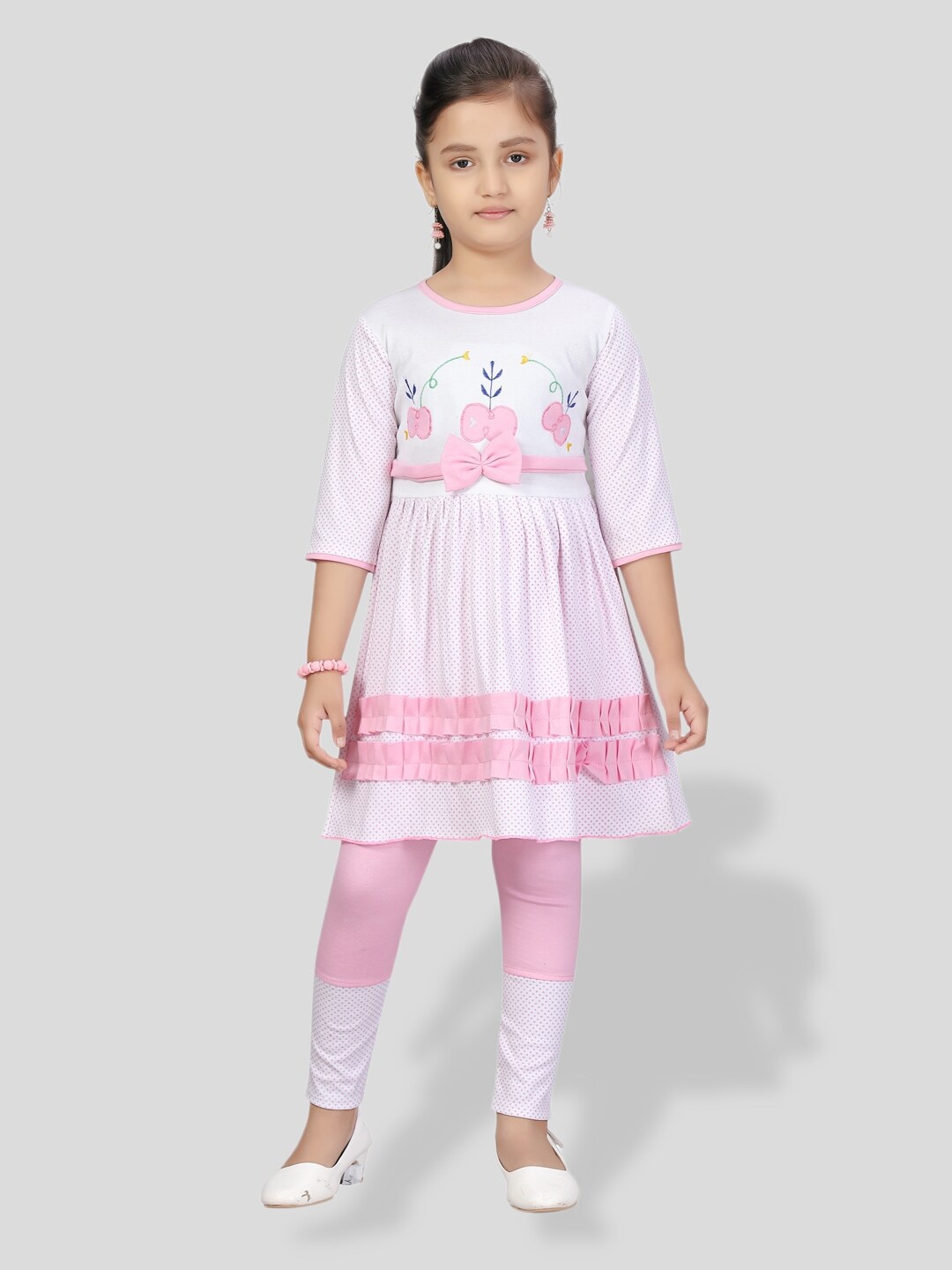 

BAESD Girls Printed Top with Trousers, Pink