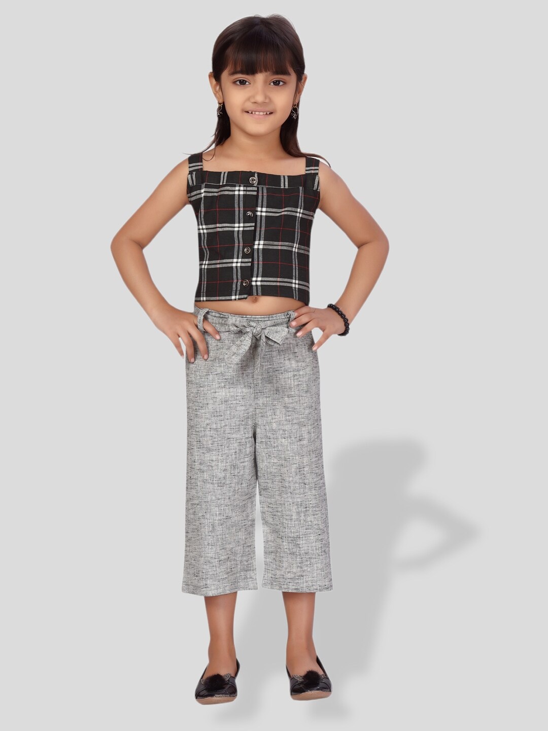 

BAESD Girls Checked Top with Capris, Black