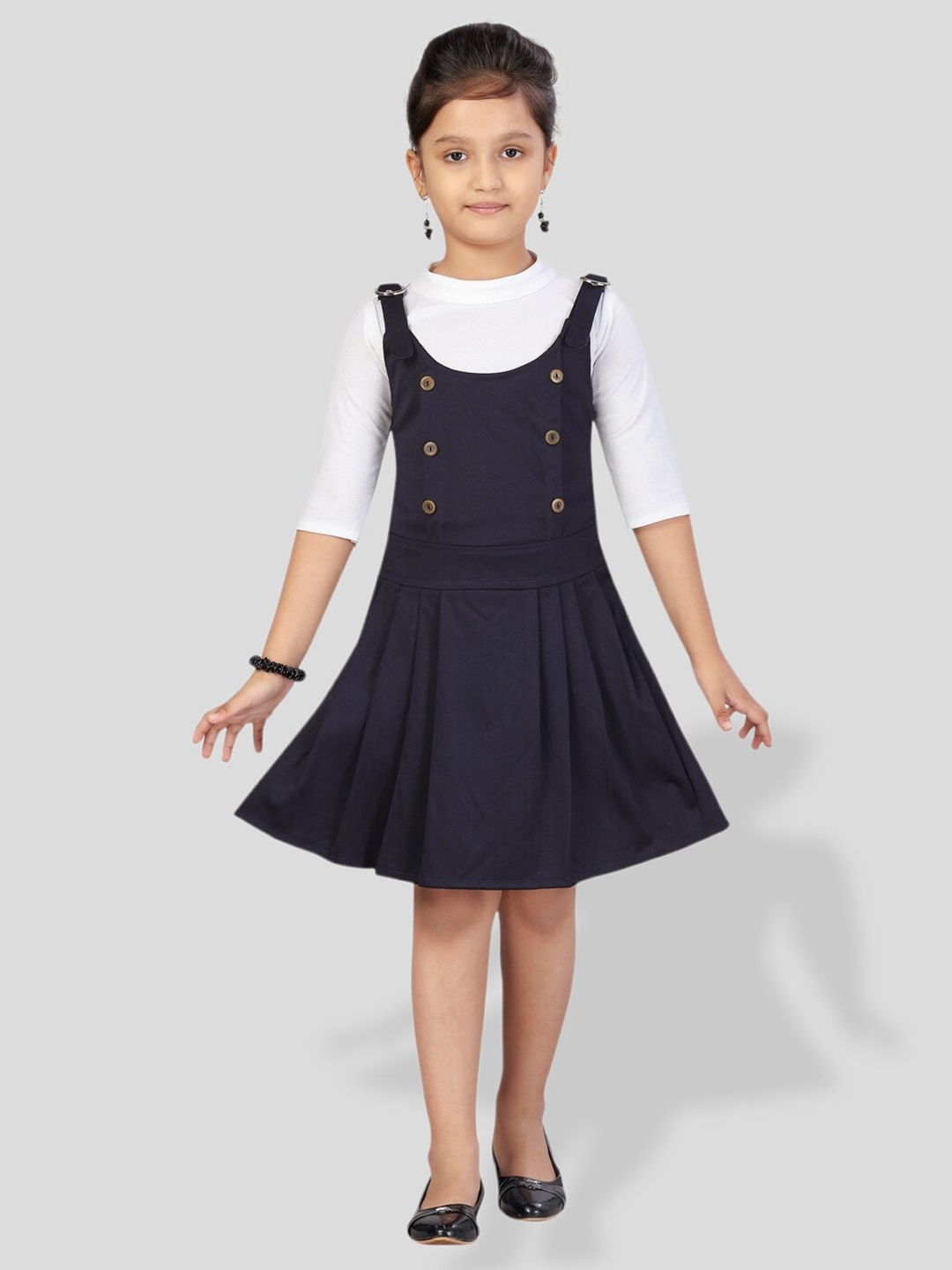 

BAESD Round Neck Pinafore Dress, White