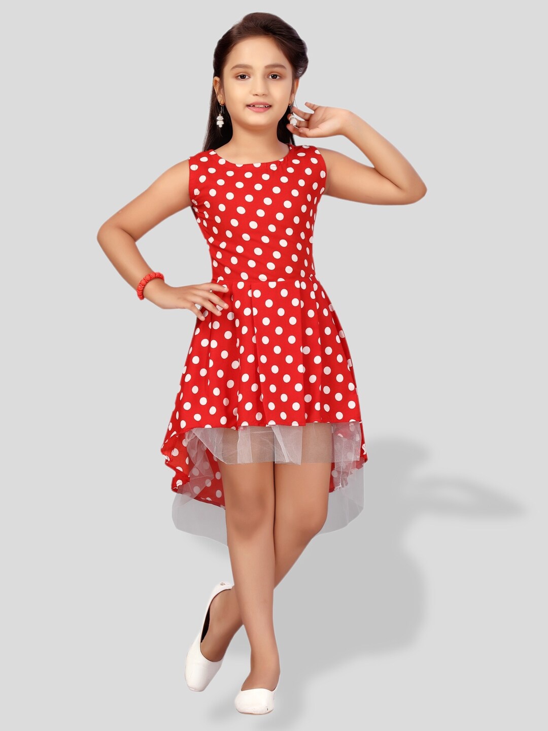 

BAESD Girls Polka Dot Print Fit & Flare Dress, Red