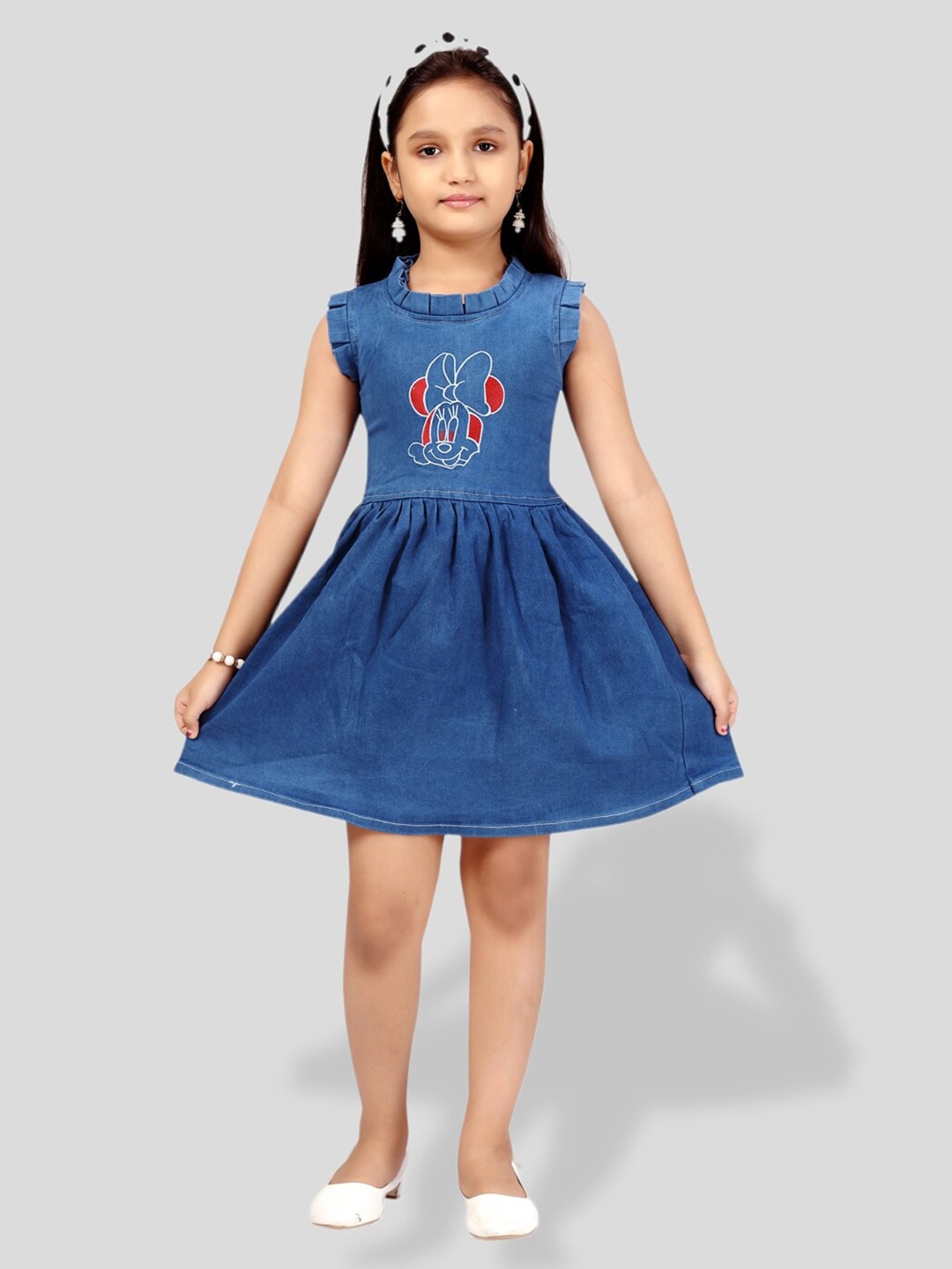 

BAESD Girls Cotton Sleeveless Fit & Flare Dress, Blue