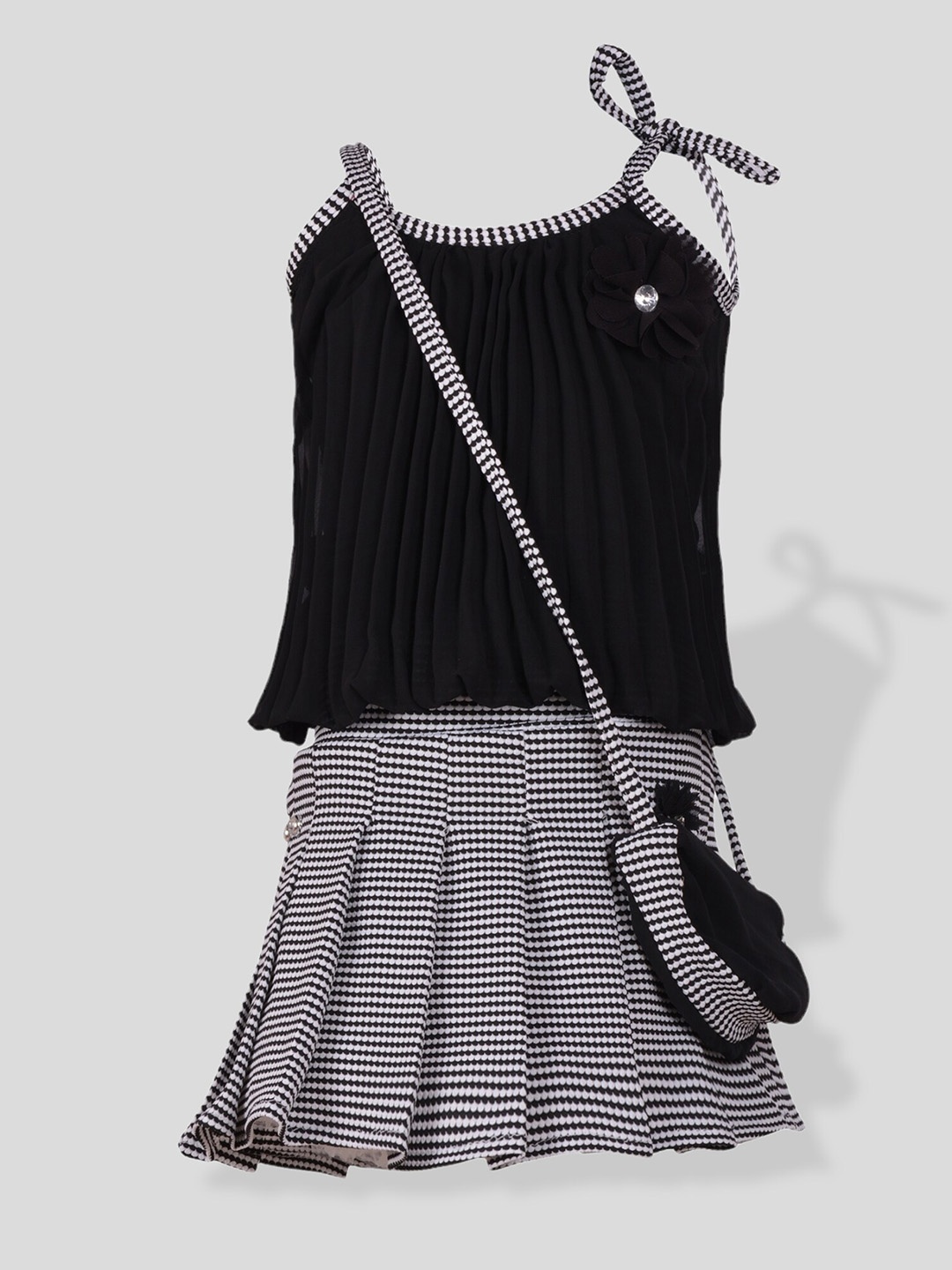 

BAESD Girls Self Design Top With Skirt, Black
