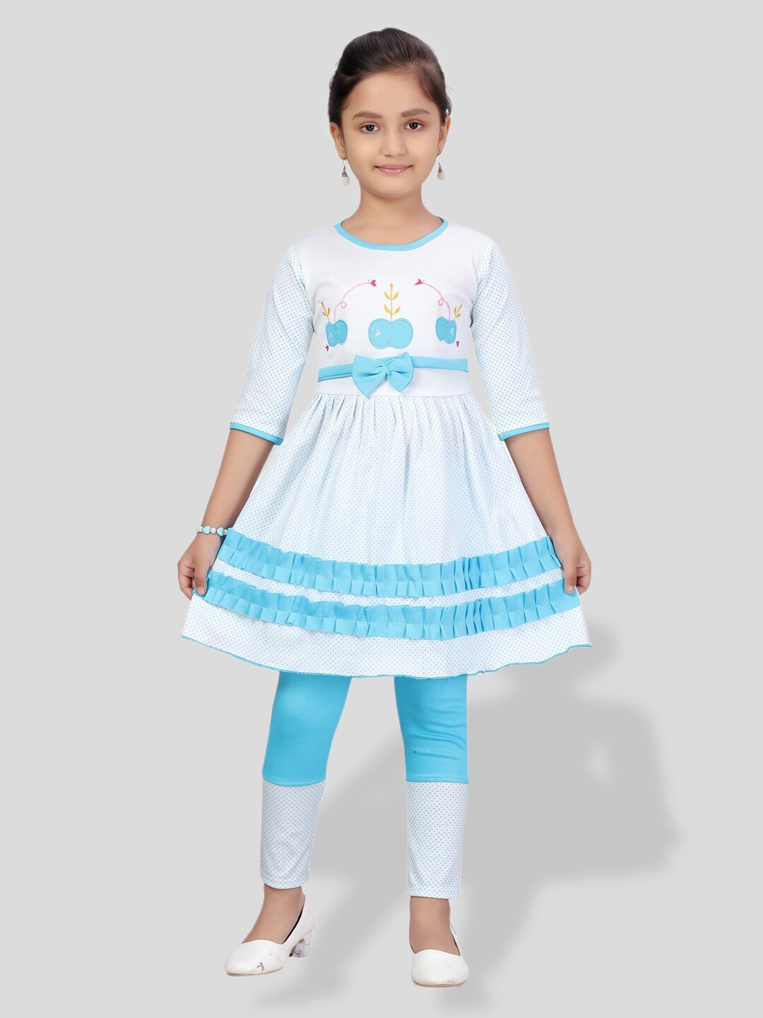 

BAESD Girls Printed Pure Cotton Tunic with Leggings, Blue