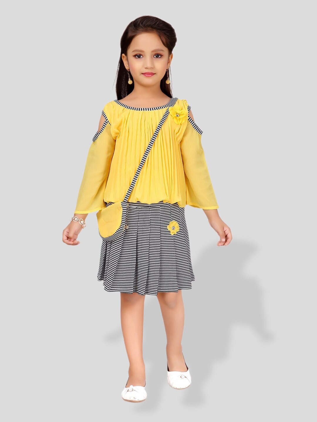 

BAESD Girls Printed Top with Skirt, Yellow