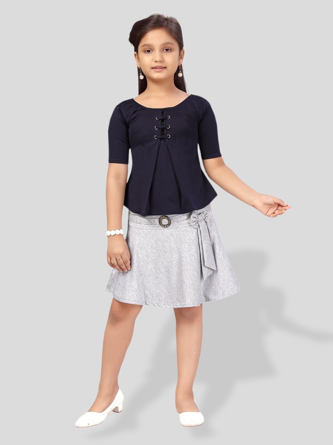 

BAESD Girls Top with Skirt, Navy blue