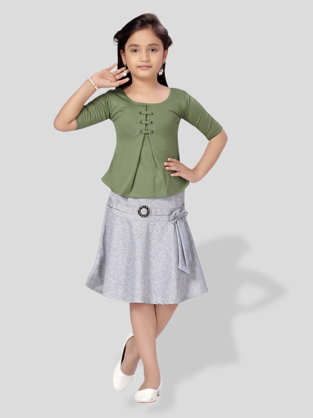 

BAESD Girls Top with Skirt, Green