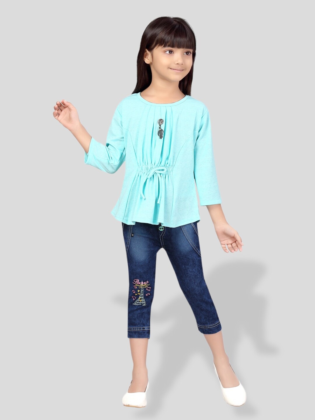 

BAESD Girls Top with Trousers, Turquoise blue