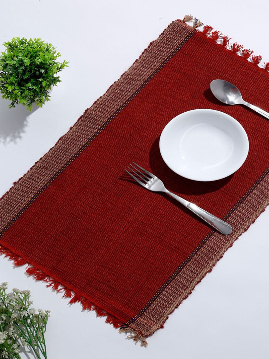 

Fabindia 6 Pieces Red Tapish Cotton Table Placemats