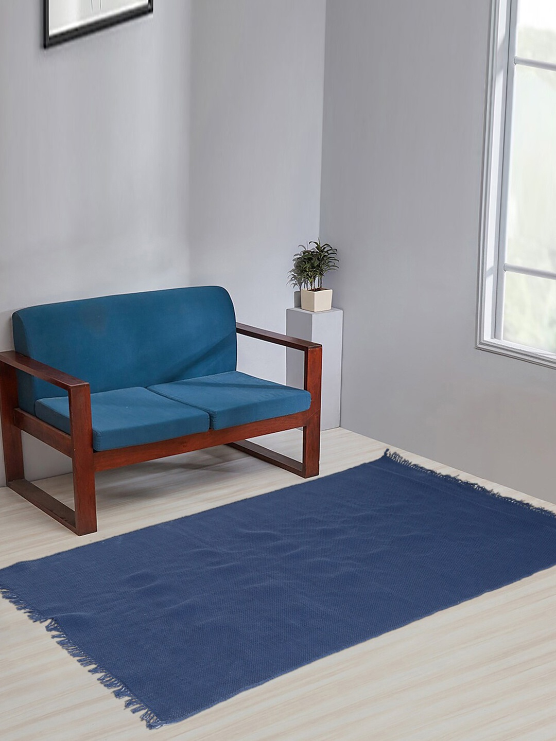 

Fabindia Fab Essentials Blue Woven Cotton Dhurrie