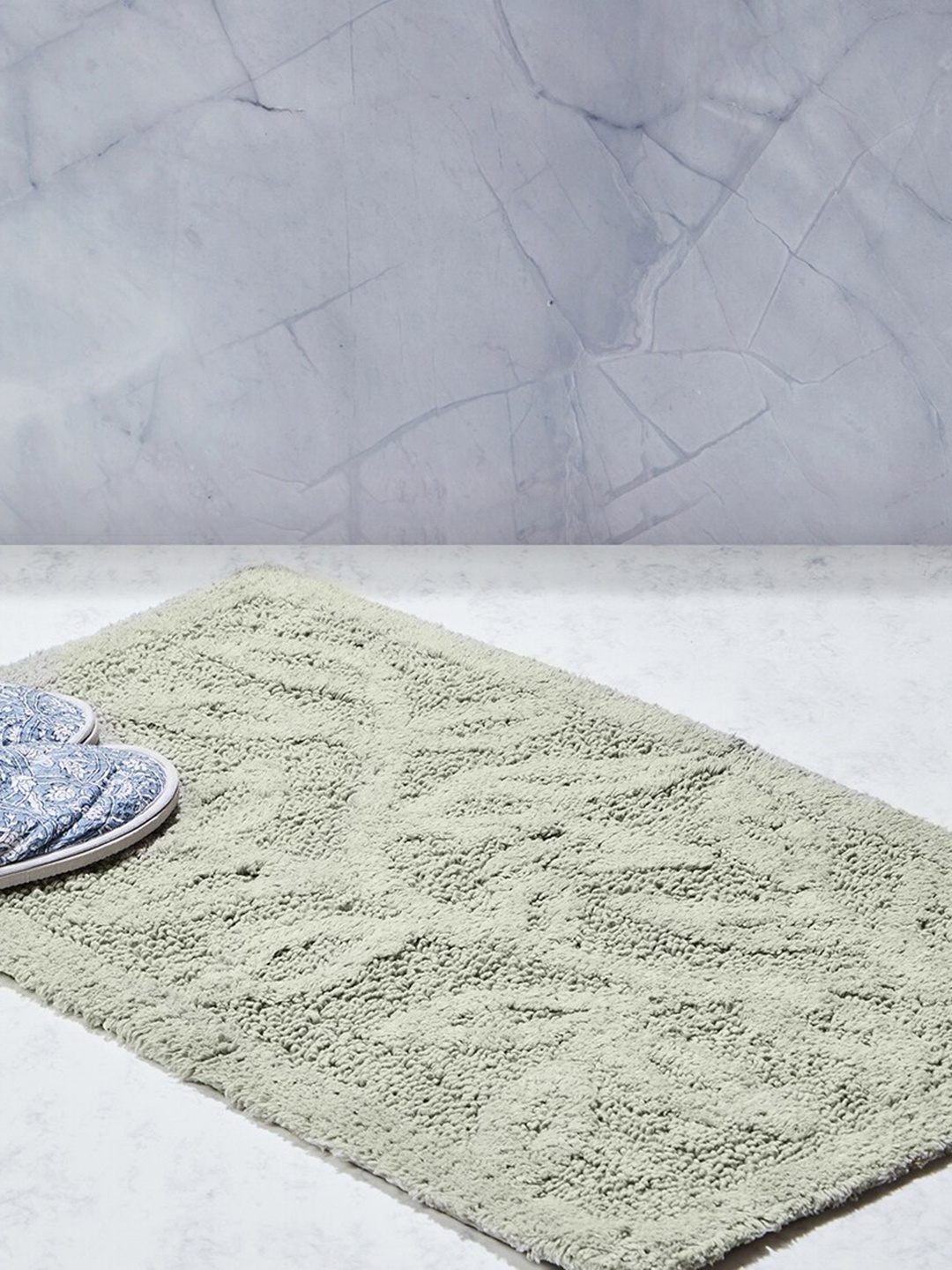 

Fabindia Grey Leaf Textured Woven Cotton Floormat