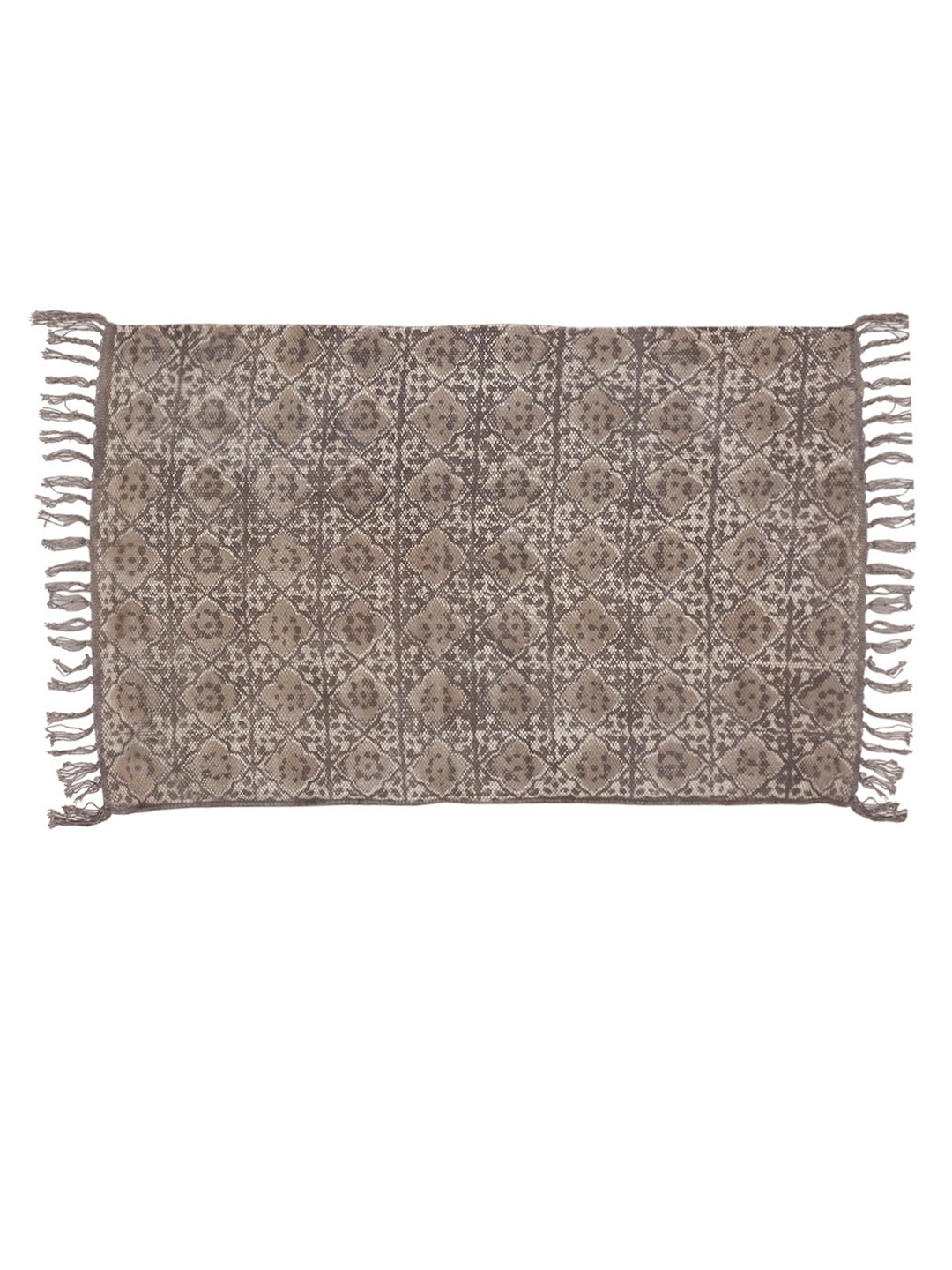 

Fabindia Neva Grey & Beige Dabu Printed Cotton Dhurrie