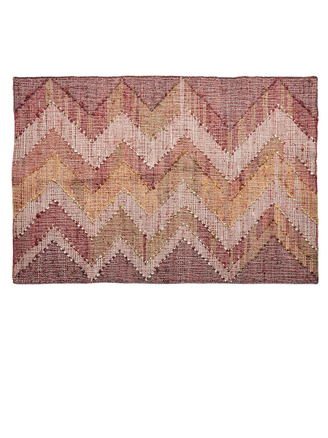 

Fabindia Hemal Pink & White Woven Jute Rectangular Dhurrie