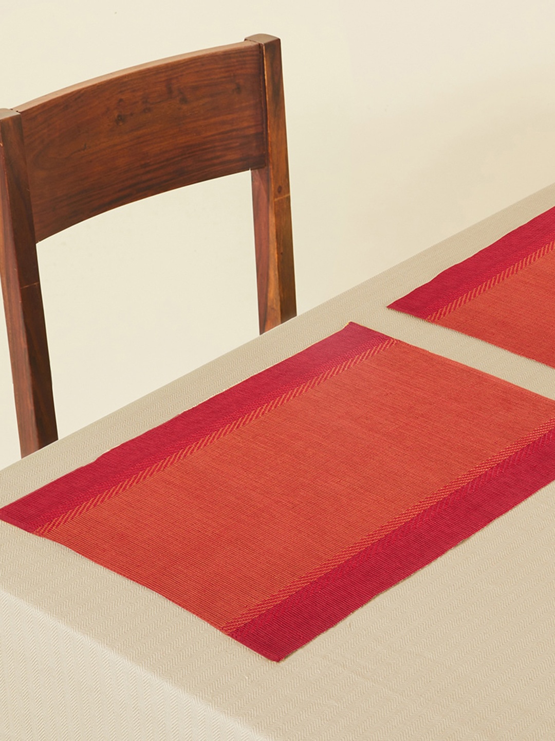 

Fabindia 6 Pieces Red & Orange Zeeya Cotton Table Placemats