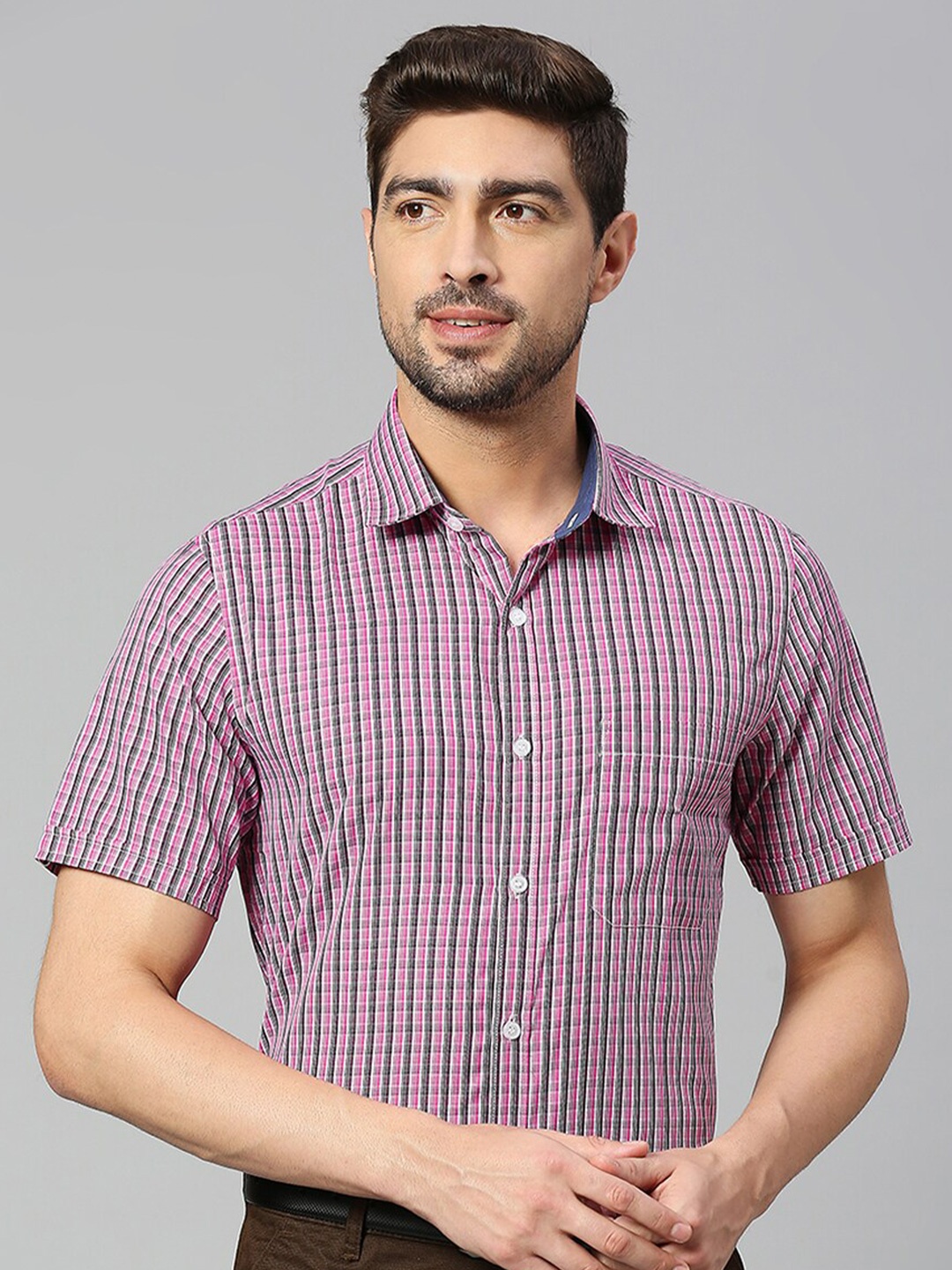 

Thomas Scott Classic Slim Fit Checked Formal Shirt, Pink