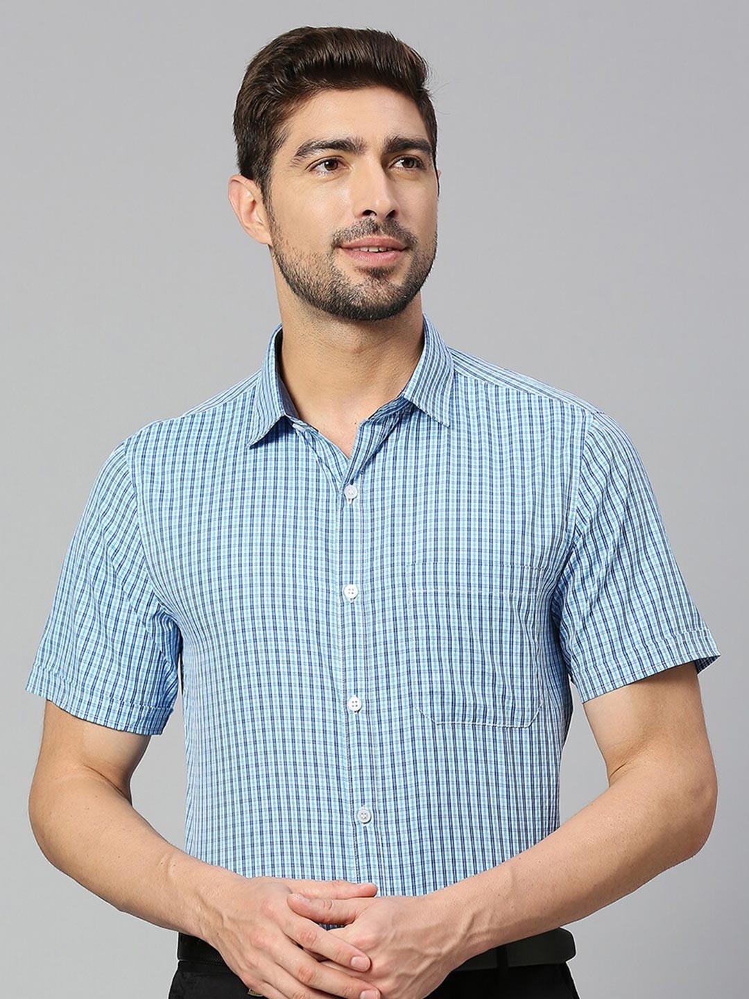 

Thomas Scott Classic Slim Fit Gingham Checked Formal Shirt, Blue