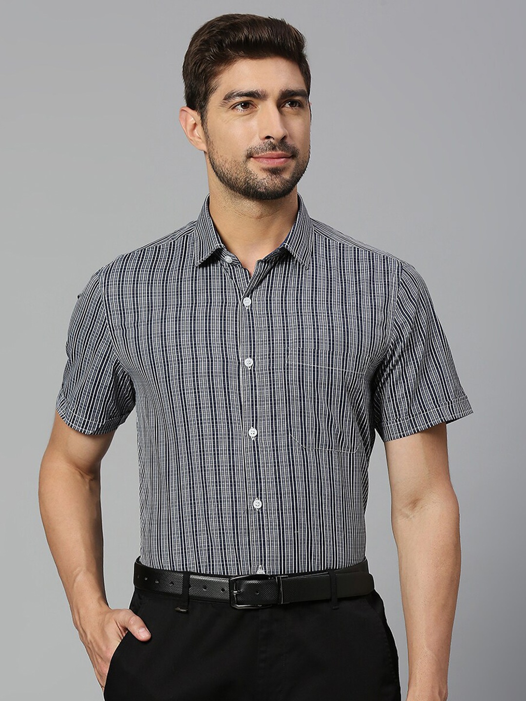 

Thomas Scott Classic Slim Fit Striped Formal Shirt, Black