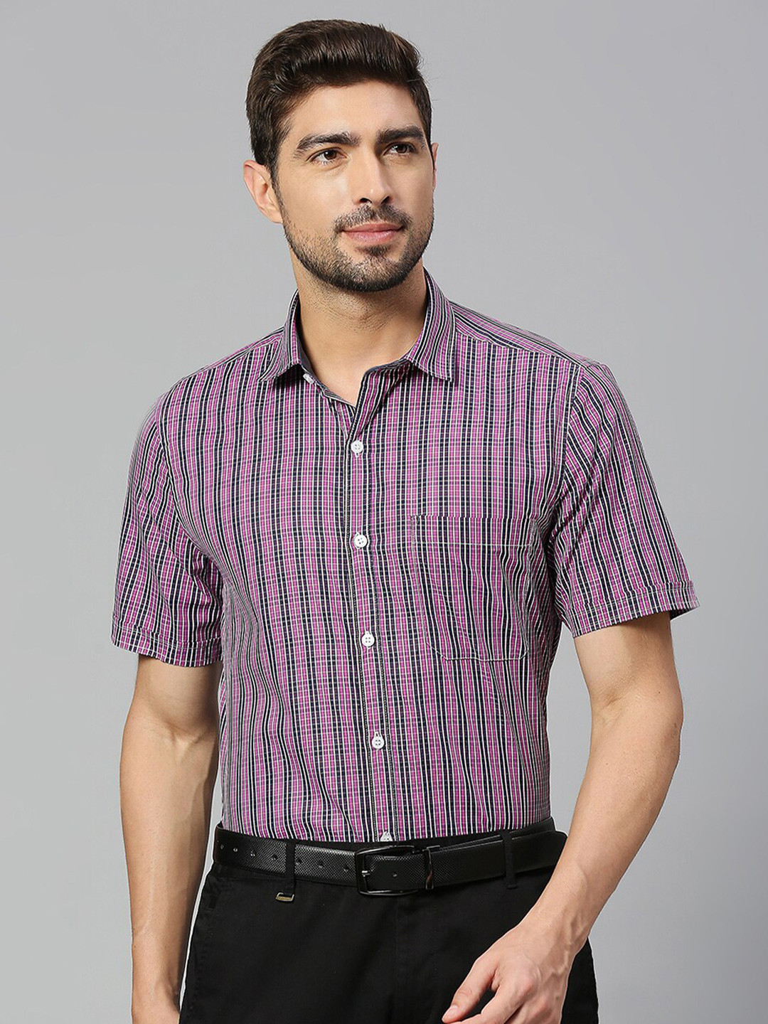 

Thomas Scott Classic Gingham Checked Slim Fit Formal Shirt, Purple